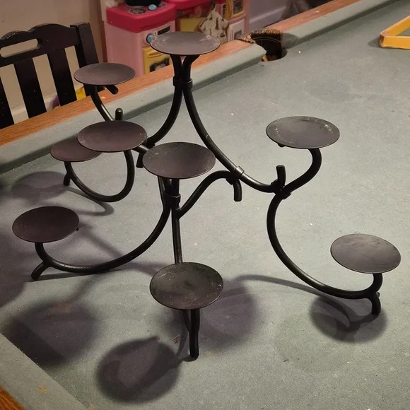 Black iron Metal Candle Holder for inside fireplace holds 9 candles - Picture 2 of 3